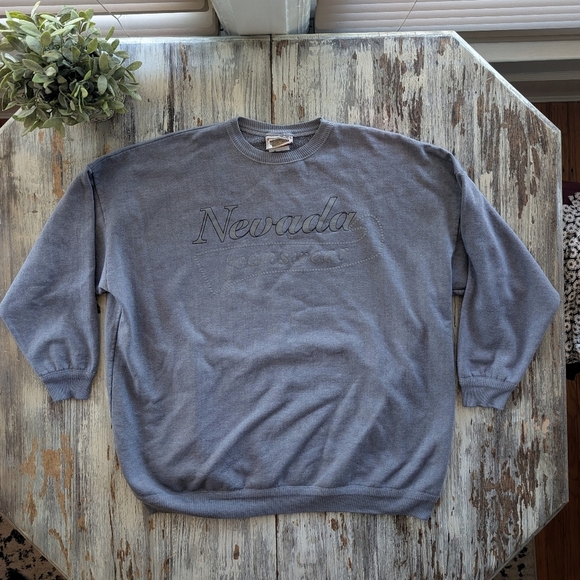 Vintage 90's Nevada Jeanswear Crewneck Sweater Blue Large - Picture 2 of 7